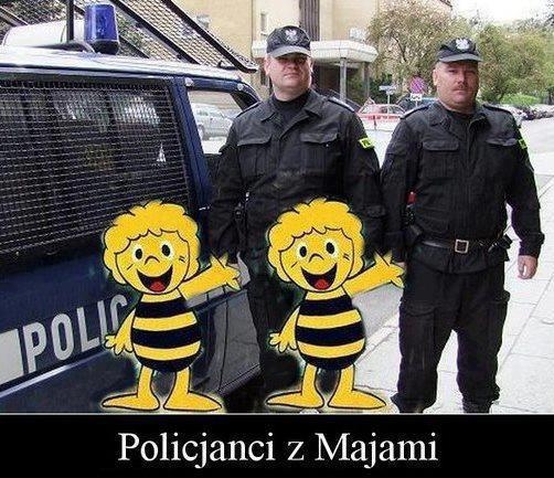 Policjanci z majami